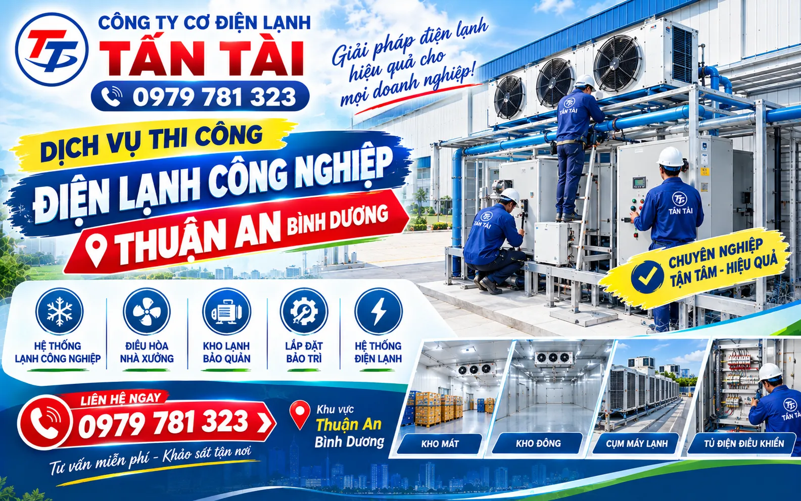 Dịch vụ thi công điện lạnh công nghiệp Thuận An Bình Dương