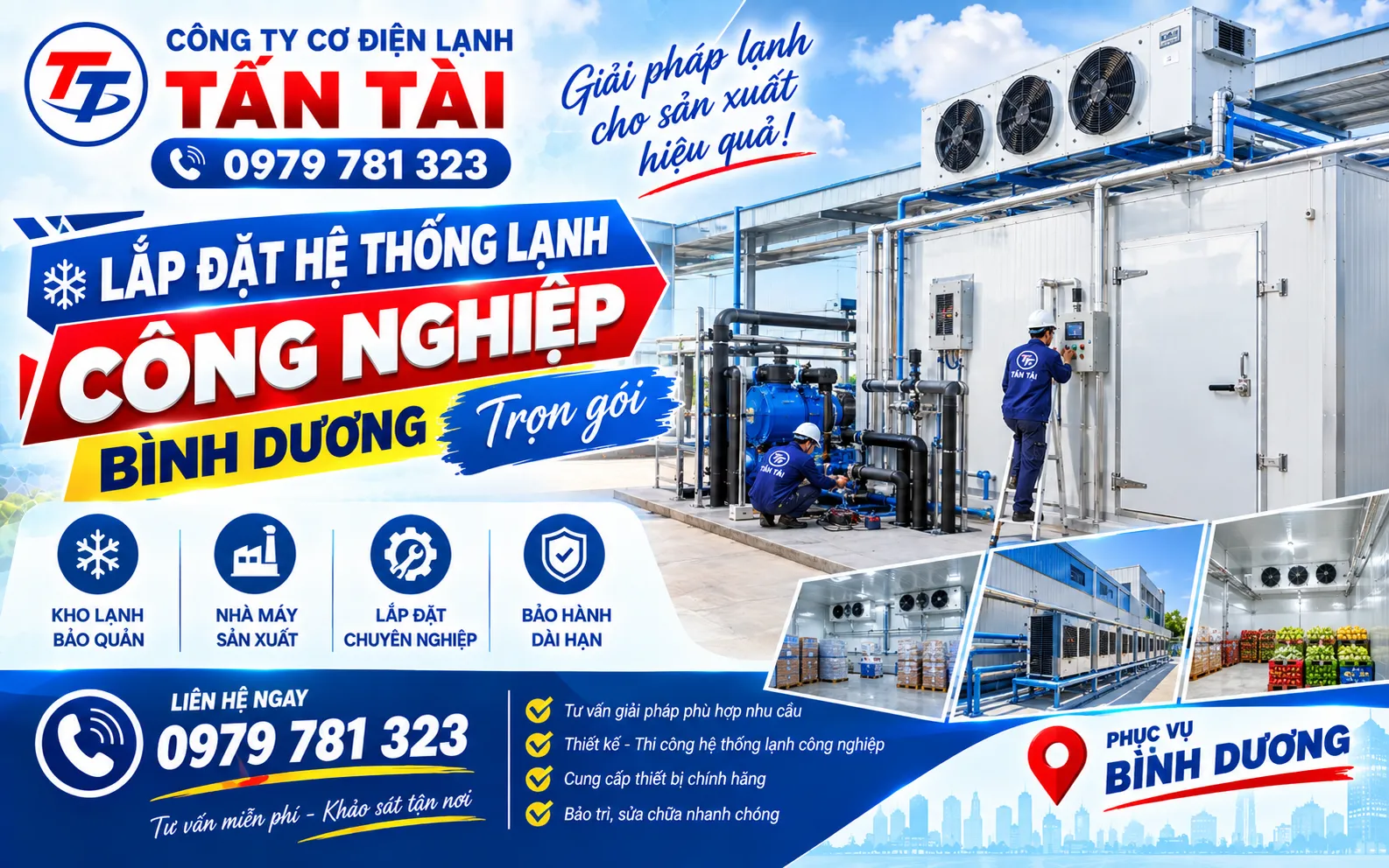 Lắp đặt hệ thống lạnh công nghiệp Bình Dương trọn gói