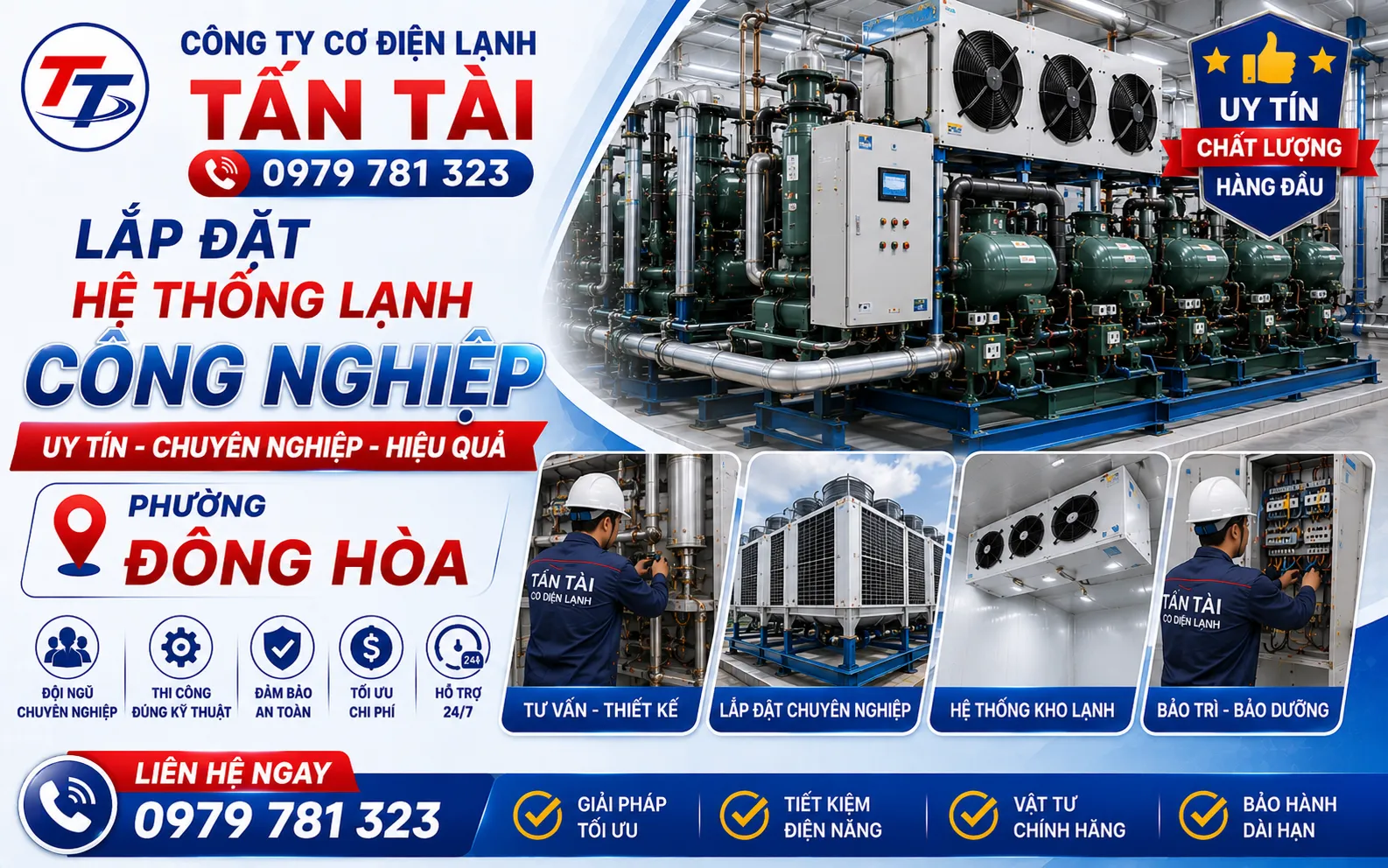 Lắp đặt hệ thống lạnh công nghiệp uy tín phường Đông Hòa