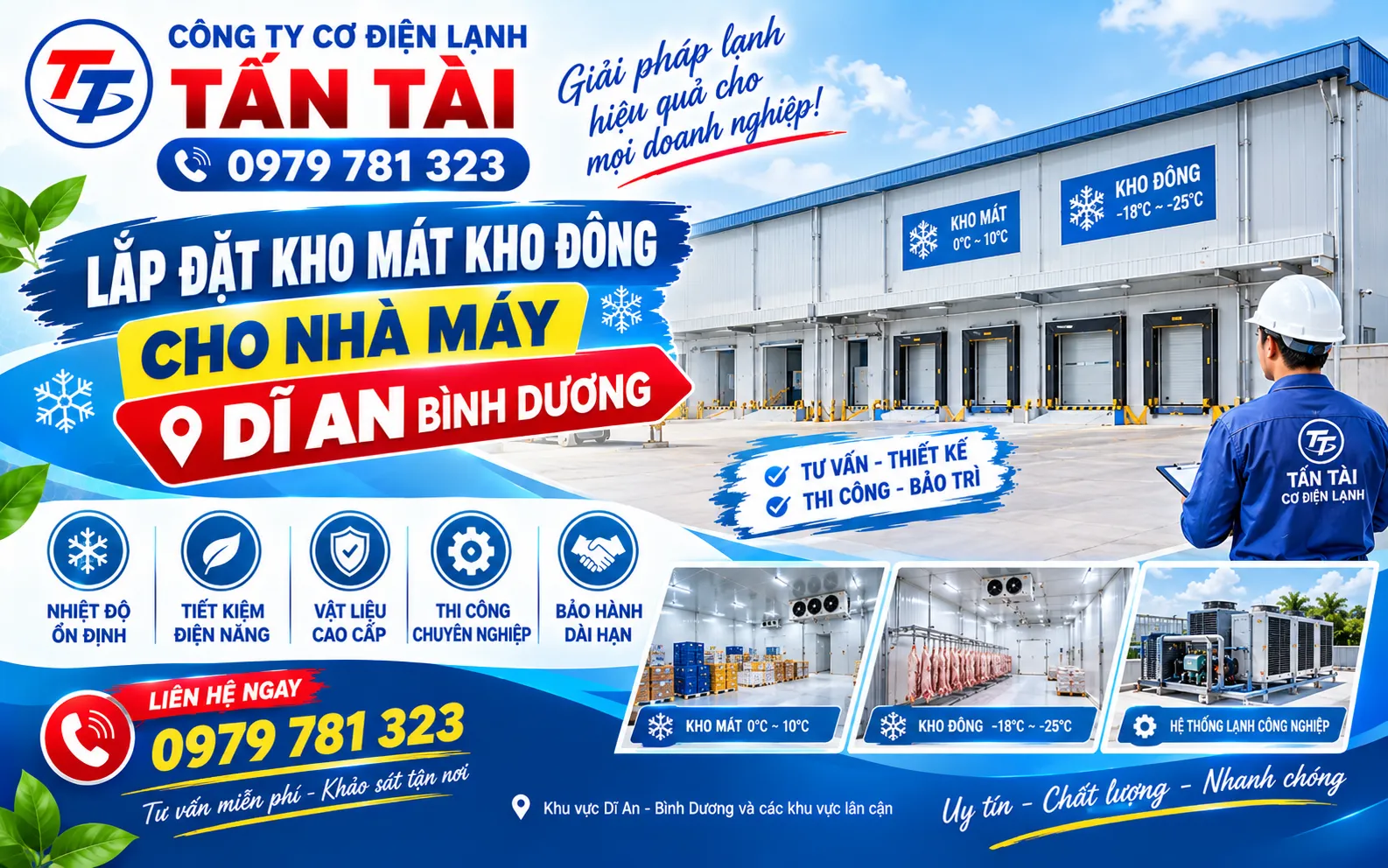 Lắp đặt kho mát kho đông cho nhà máy Dĩ An Bình Dương