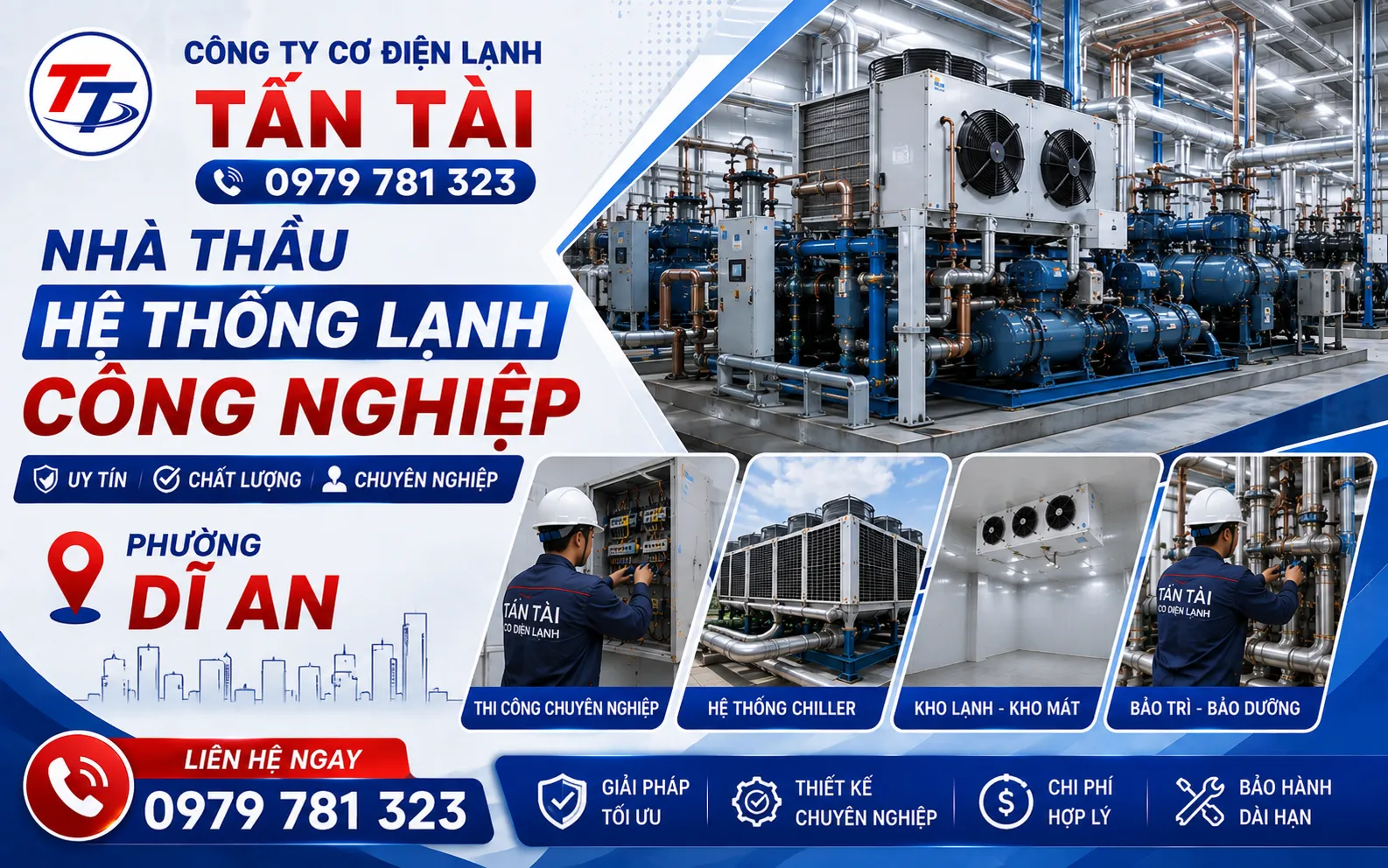Nhà thầu hệ thống lạnh công nghiệp phường Dĩ An